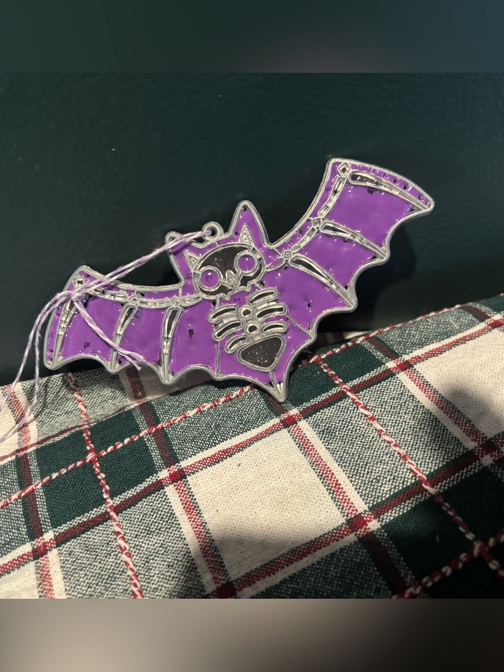 Purple Hanging Skeleton Bat Goth Ornament